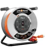 75 ft. 12/3 Extension Cord Storage Reel 4 Grounded Outlets Surge Protector