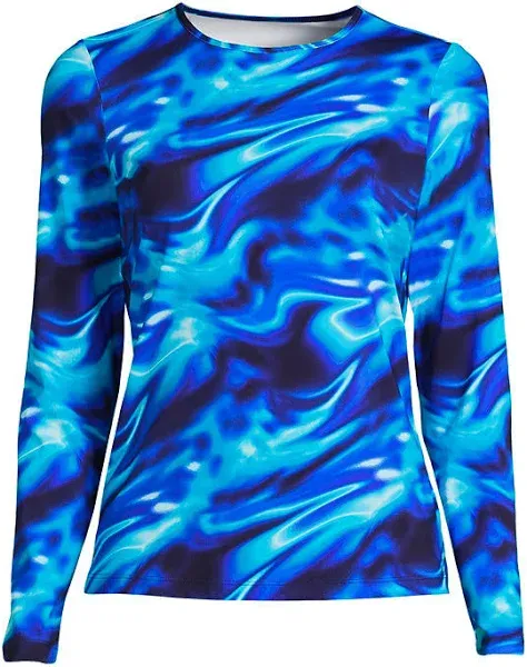 Lands' End Women's Long Crew Neck Long Sleeve Rash Guard