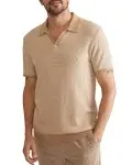 Marine Layer Liam Sweater Polo - Sable/Ivory XXL