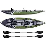 Elkton Outdoors Steelhead Inflatable Fishing Kayak - Two-Person Angler Blow Up Kayak