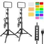 Torjim RGB Photography Video Lighting, Studio Lights with Adjustable Tripod Stand - 16 Color Lighting for Video Recording/YouTube/TikTok/Live Streaming/Make up/Vlogging