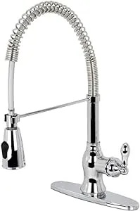 Kingston Brass GSY8891ACL Gourmetier American Classic 8-Inch Centerset Single Handle Kitchen Faucet with Pull-Out Sprayer, Polished Chrome