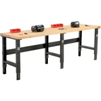 Global Industrial Adjustable Height Workbench C-Channel Leg, 96" W x 36" D, 1-3/4" Birch Top Square Edge, Black 319086