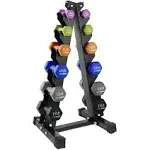 HolaHatha 2, 3, 5, 8, and 10 Pound Neoprene Dumbbell Free Hand Weight Set with Rack, Ideal for Home Exercises to Gain Tone and Definition, Pastel