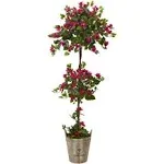 Nearly Natural Bougainvillea Tree with European Barrel Planter