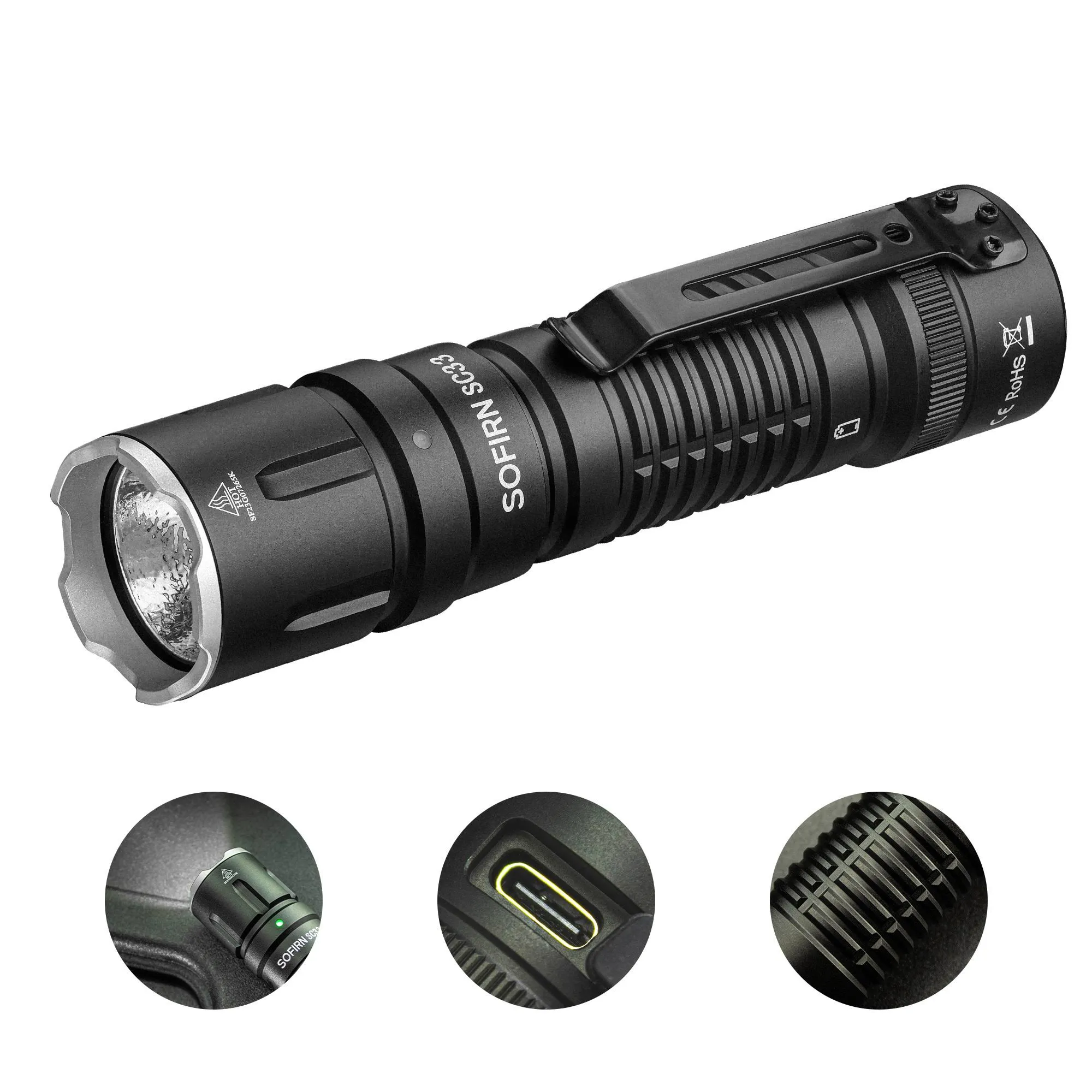 Sofirn SC33 Powerful EDC Flashlight Without battery-6500K