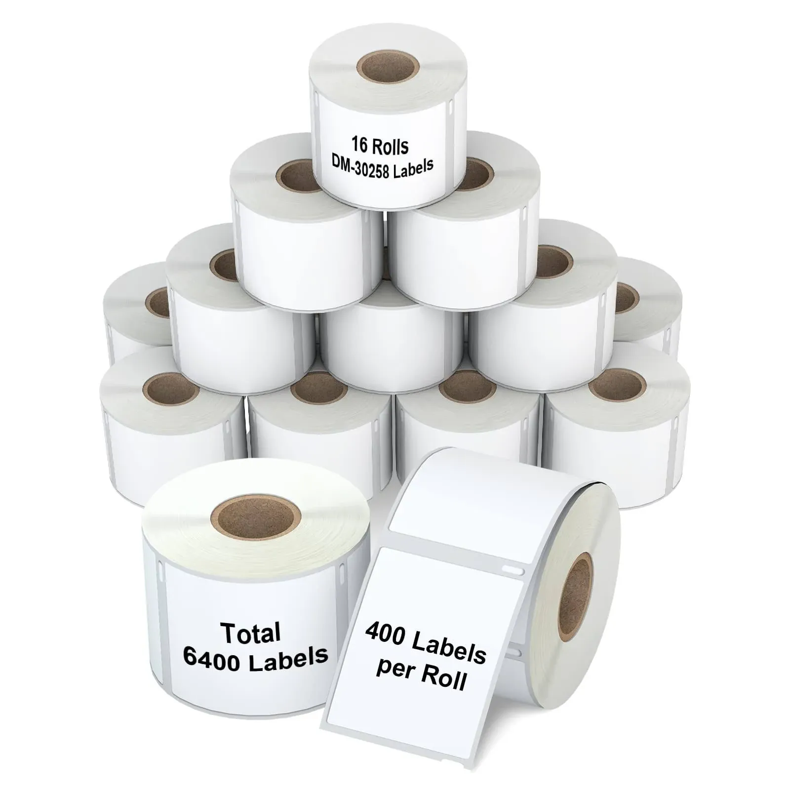 16 Rolls 6400 Labels 2-1/8" x 2-3/4" Direct Thermal Labels Replacement Compatible for DYMO 30258, Misofuki Barcodes Address Postage Label Compatible with DYMO Labelwriter 450, 450 Turbo, 4XL Printers