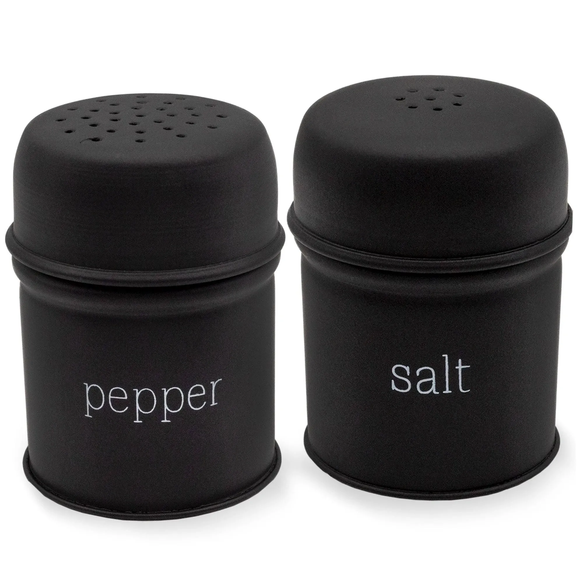 AuldHome Design Black Salt and Pepper Shaker Set; Modern Farmhouse Retro Style Shaker Set