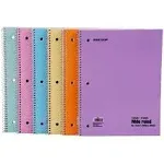 Mintra Office - (04692) Spiral Notebooks Pastel Wide Ruled 6 Pack (70 Sheets), Multicolor