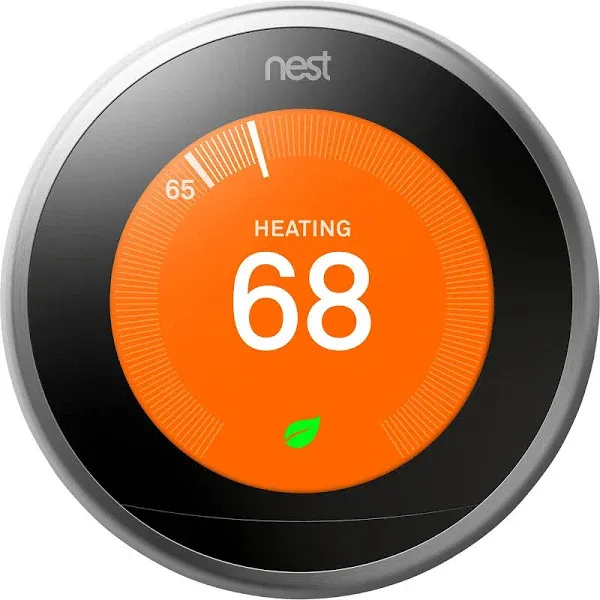 Google NEST T3007EF Learning Thermostat 3rd Generation Stainless Steel Sealed