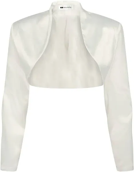 BOLEROSE Formal Long Sleeve Satin Bolero Shrug