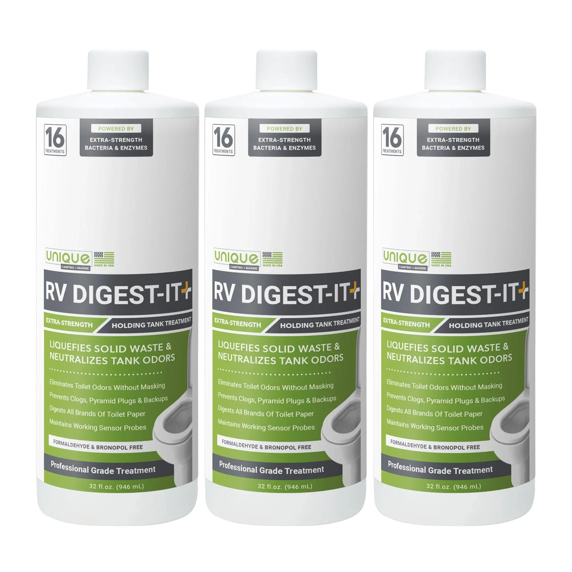 Unique RV Digest-It+, Extra-Strength Black Tank Treatment for RVs - Stronger Liquid RV Toilet Treatment, Eliminates Odor, Liquefies Waste, Prevents