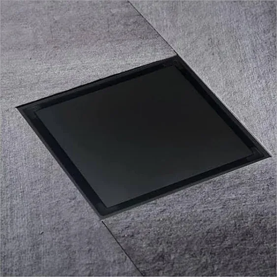 6 in. W X 6 in. D Black Square Shower Drain Cover, Stainless Steel 6-In. Bathroom Shower Drainage Pipe