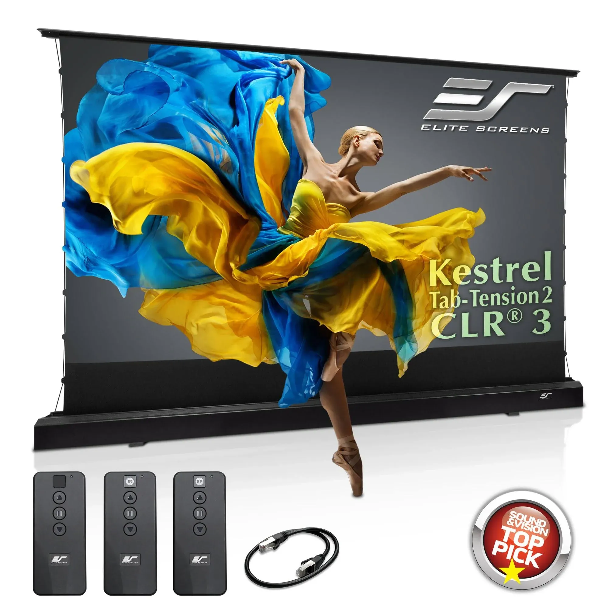 Elite Screens Kestrel Tab-Tension 2 CLR 3 Series Motorized Rising Screen