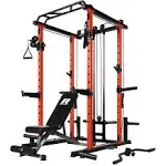 RitFit Multi-Function Squat Rack Power Cage PPC03 with Cable Crossover System, 1000LBS Capacity Power Rack and Packages with Optional Weight Bench, Barbell Weight Set, for Garage Workout & Home Gym