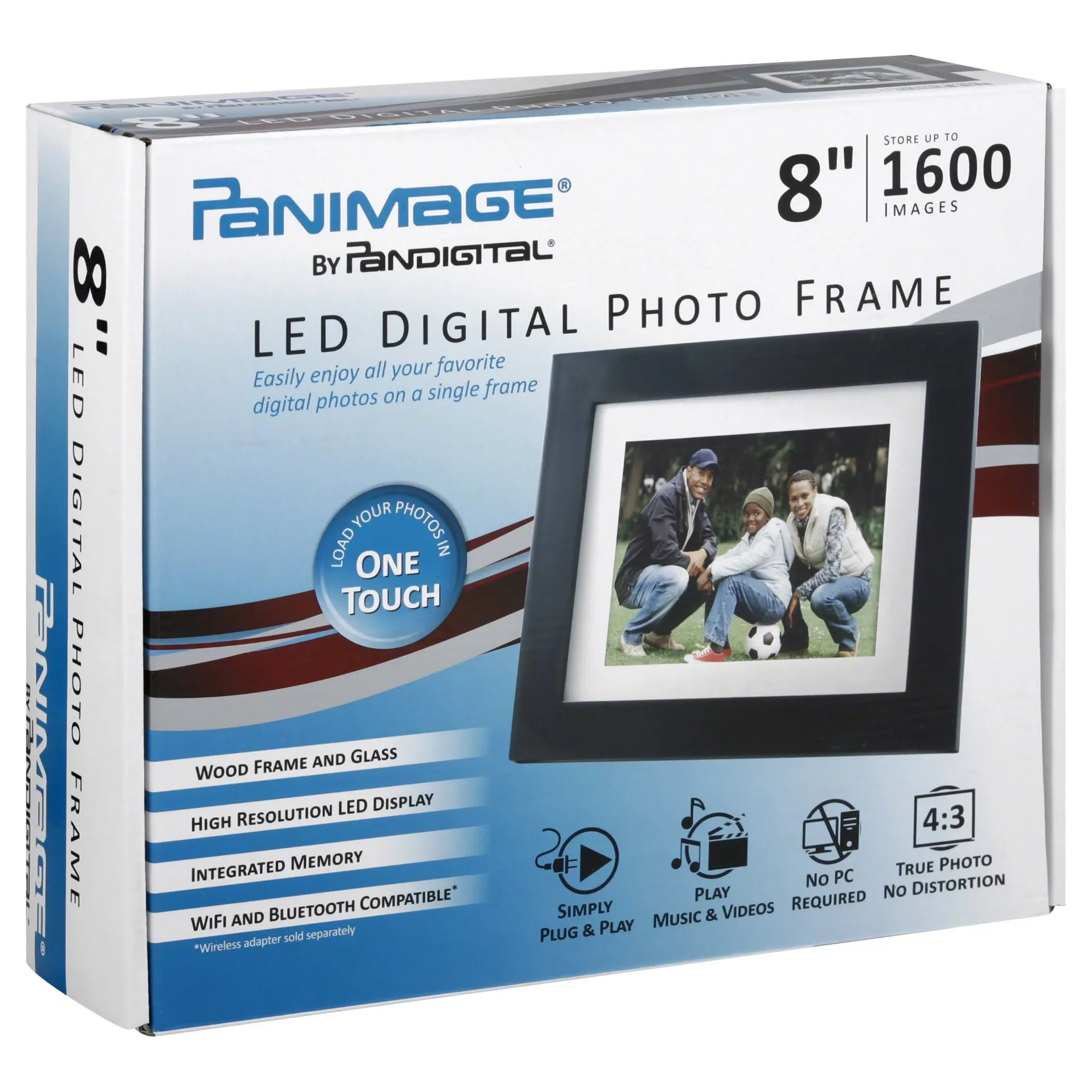 Pandigital Panimage 8&#034; LED Digital Photo Frame 1600 Images Wood Frame