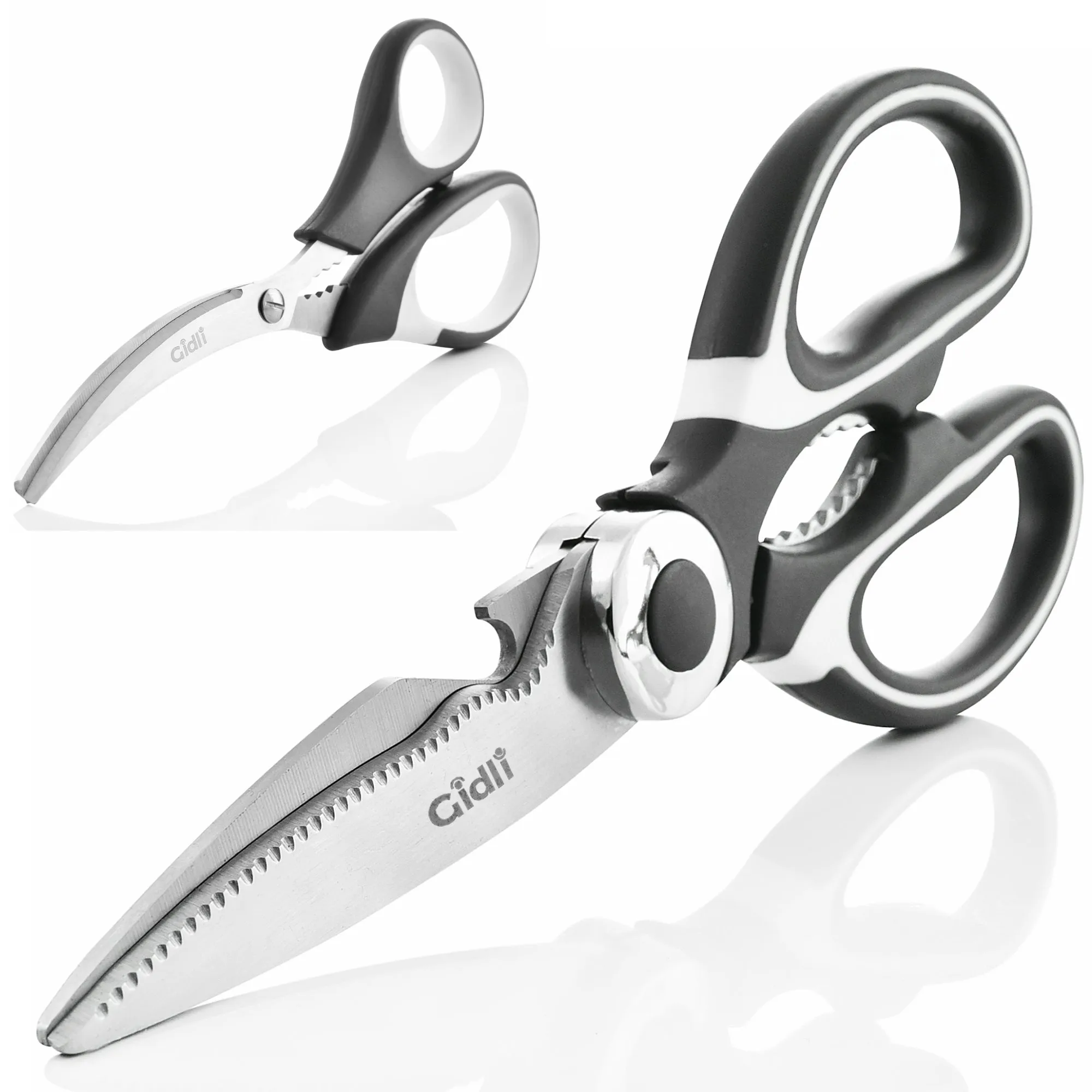 Kitchen Shears by COMNERCE - Lifetime Replacement Warranty, Includes Seafood Scissors As a Bonus, Heavy Duty Stainless Steel All Purpose Ultra Sharp Utility Scissors