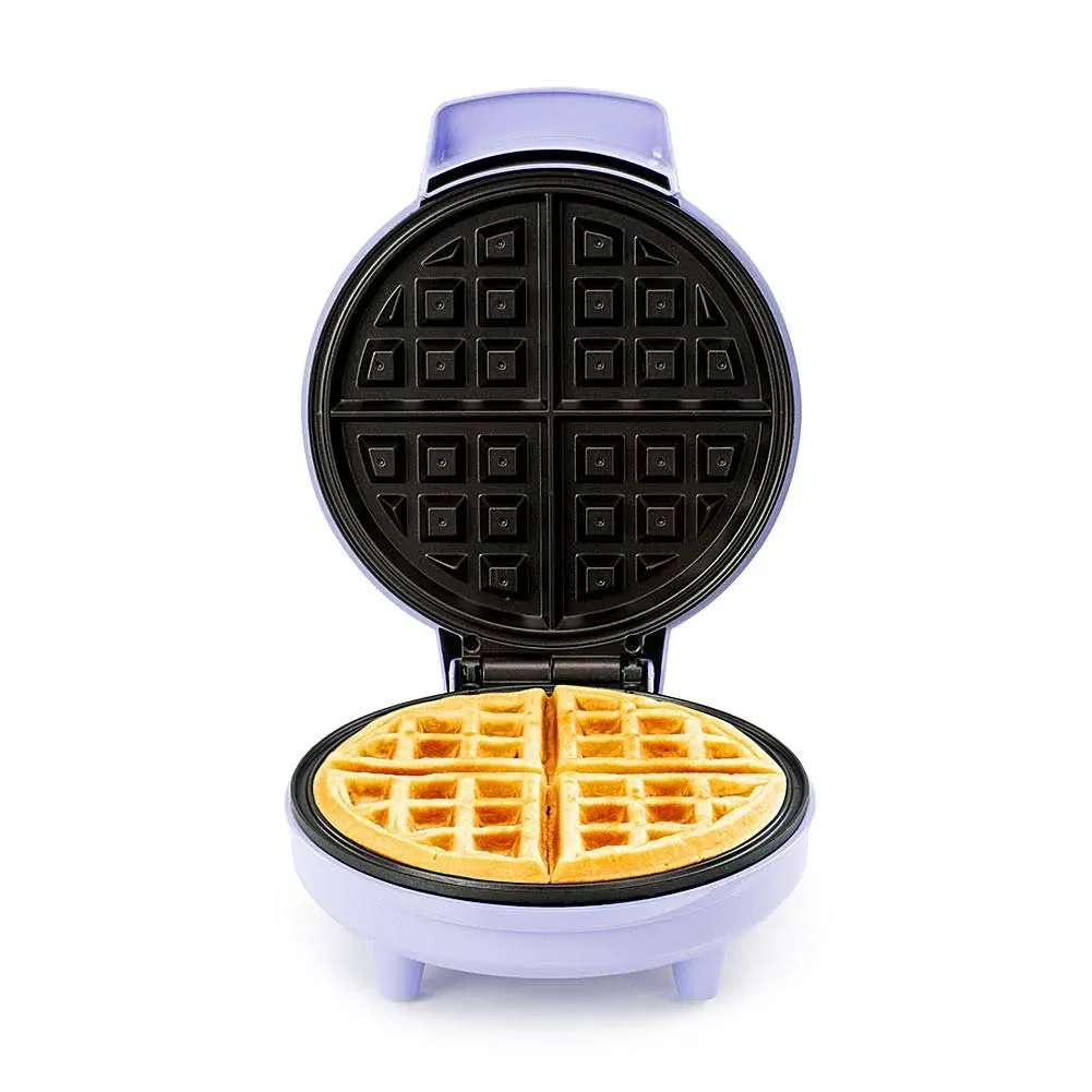 Holstein Housewares 7” Waffle Maker with Non-Stick Coating, Mint/Stainless Steel - Delicious Waffles in Minutes for Everyday Meals