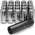 White Knight 3809L-20AM Chrome M14 x 1.5 Duplex Spline Lug Nut with Key, 20 Pack