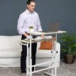 Mind Reader Mobile Sitting, Standing Desk, White