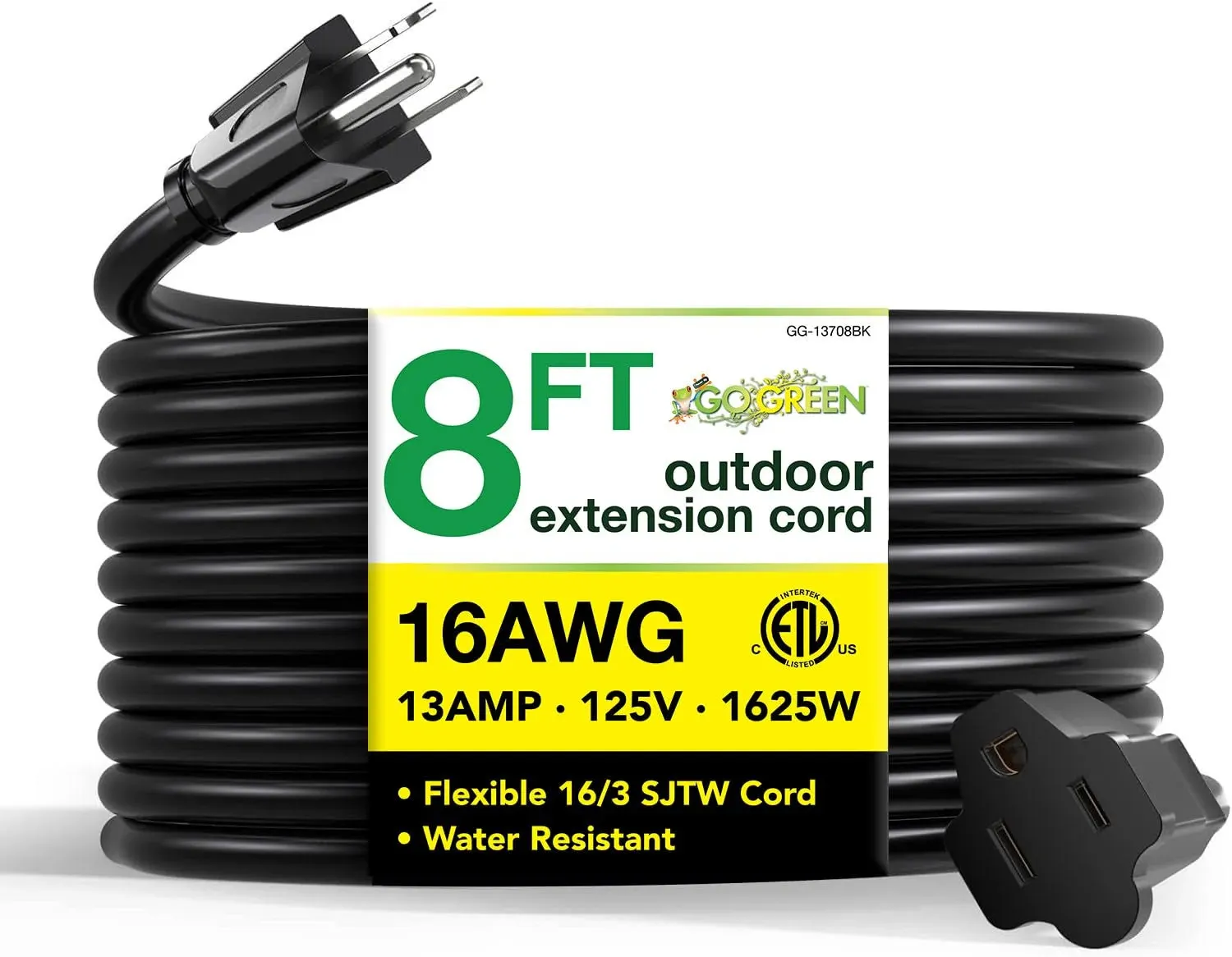 Go Green Power Inc. 16/3 Sjtw Outdoor Extension Cord GG-13708BK