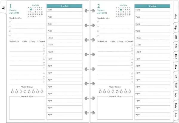 2025 Planner Refills – One Page Per Day, 8-Disc Discbound 2025 Daily ＆ Monthly Planner, Runs from January 2025 to December 2025, Prioritized, To-Do List, Notes, 5.8" x 8.5"