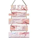 Farmhouse Kitchen Signs Wall Decor Bless The Food Before Us Sign Pink Gold Kitch