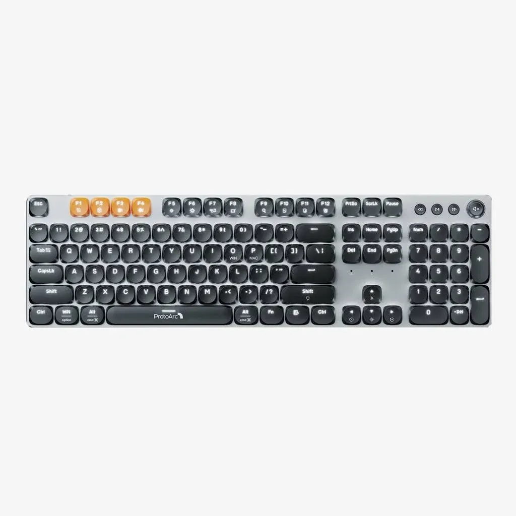 ProtoArc Bluetooth Mechanical Keyboard for Office, MECH K300 Wireless Tactile Quiet Comfortable Keyboard with Backlit Keys, 2.4G/USB-C/Bluetooth, Rechargeable, Programmable for Mac/Windows/Android