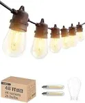 addlon 48FT (2FT Space) LED Outdoor String Lights + 24 Edison Shatterproof Bulbs