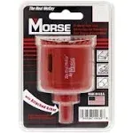 Morse MHSA32C Hole Saw, 2 in Dia, 1-15/16 in D Cutting, 3/8 in Arbor, 4/6 TPI, HSS Cutting Edge Red