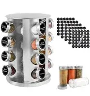 Rotating Spice Rack with 16 Jars Revolving Spice Rack Organizer for Cabinet S...