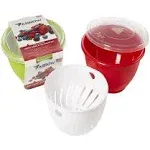 Arrow Home Products Berry Bowl & Berry Colander Set - Fruit Strainer Container with Lid, Rinse Store & Serve - Made in USA, Dishwasher Safe, BPA Free, 1 Quart, Assorted Colors (Either Red or Green)