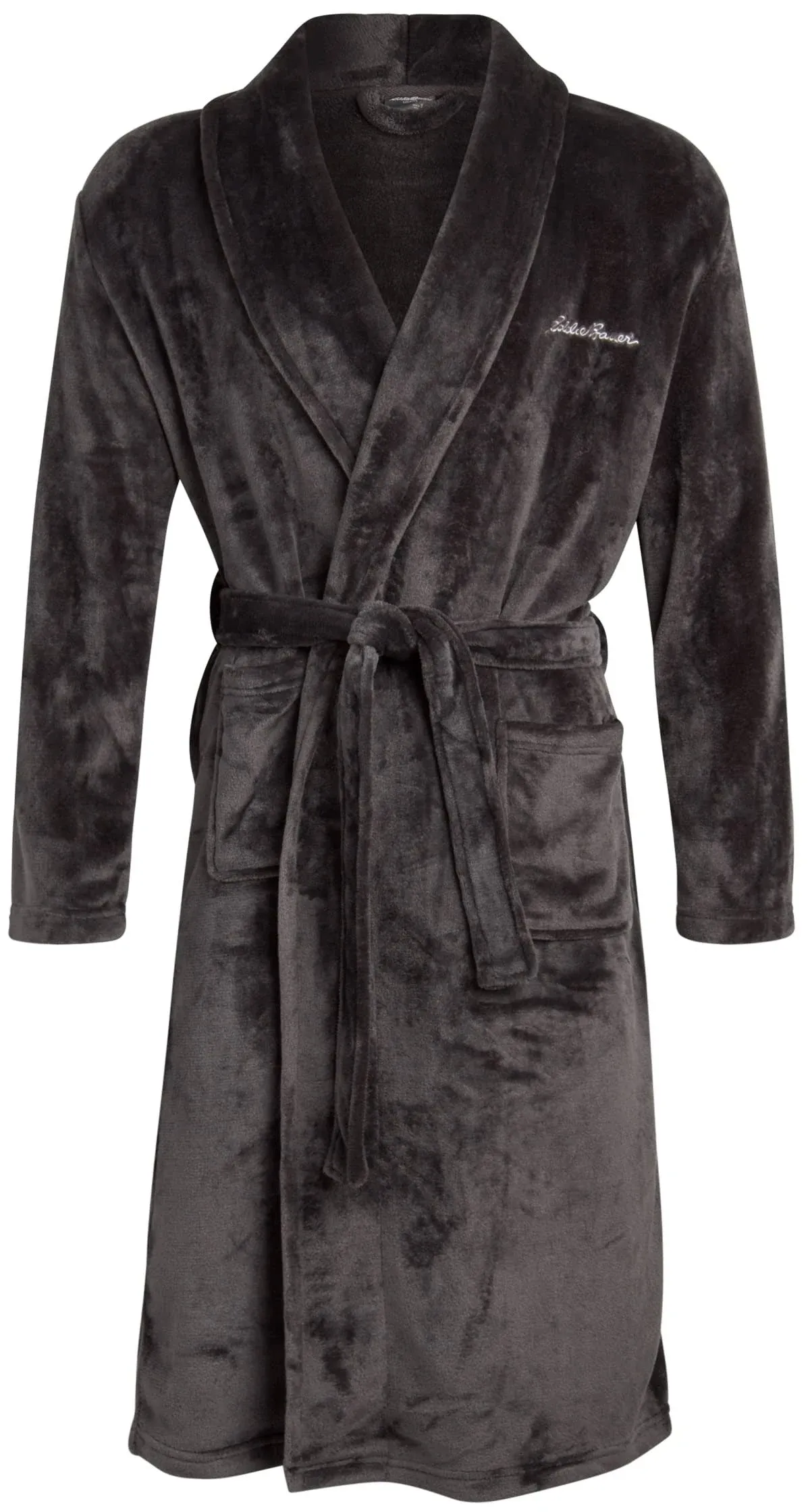 Eddie Bauer Mens' Plush Bathrobe- Soft Fleece Spa Bath Robe with 2 External Pockets and Belt for Men