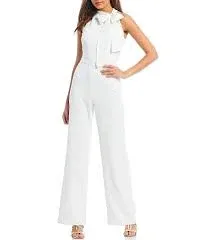 Womens Crepe Bow Jumpsuit