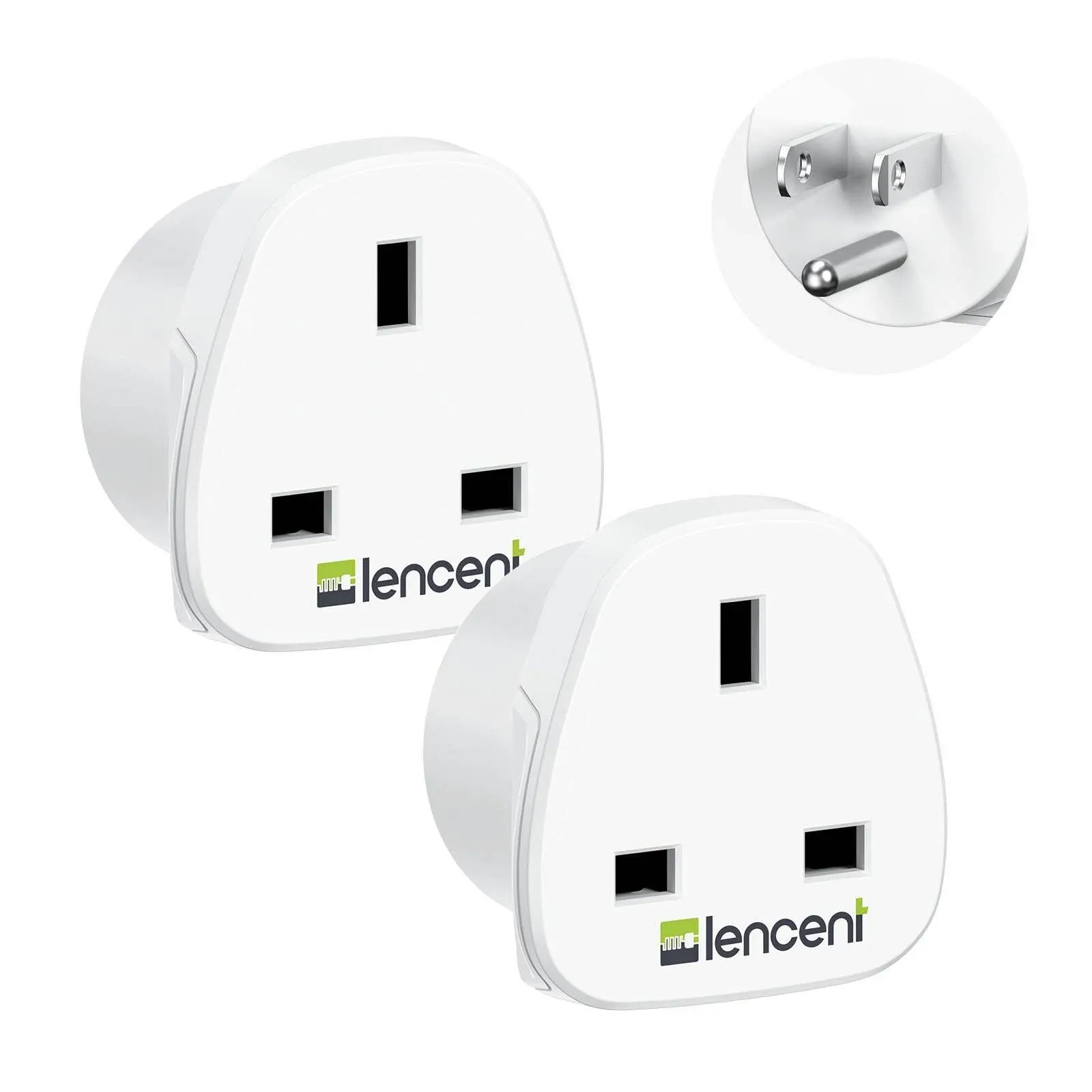 Uk To Us America Plug Adapter, Lencent 2 Pack Grounded Usa Visitors Travel ...