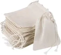 20 Pcs Muslin Drawstring Bags,Natural Unbleached Cotton Straining Herbs Cheesecloth Bags, Coffee Tea Brew Bags, Soup Gravy Broth Stew Bags, Bone Broth Brew Bags,Spice Bags, 6 x 4 Inches