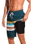 difficort Mens Swim Trunks with Compression Liner Quick Dry Bathing Suits Shorts