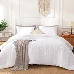 Haowaner Handcrafted Non-Migrating Fill White Comforter King Size, White King Si