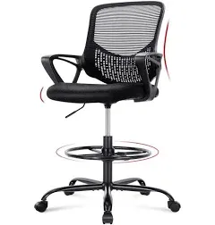 HOMEFLA Mid-Back Mesh Drafting Chair Tall Office Chair with Armrest Standing Desk Chair Counter Height with Adjustable Foot Ring