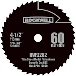 Rockwell - RW9282 - 4-1/2 in. D X 3/8 in. S Versacut High Speed Steel Circular Saw Blade 60 teeth