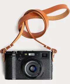 Genuine Leather Minimalist Neck Shoulder Slim Camera Strap Tan