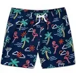 NEW CHUBBIES neon lights lined 7&quot; swim trunk in navy