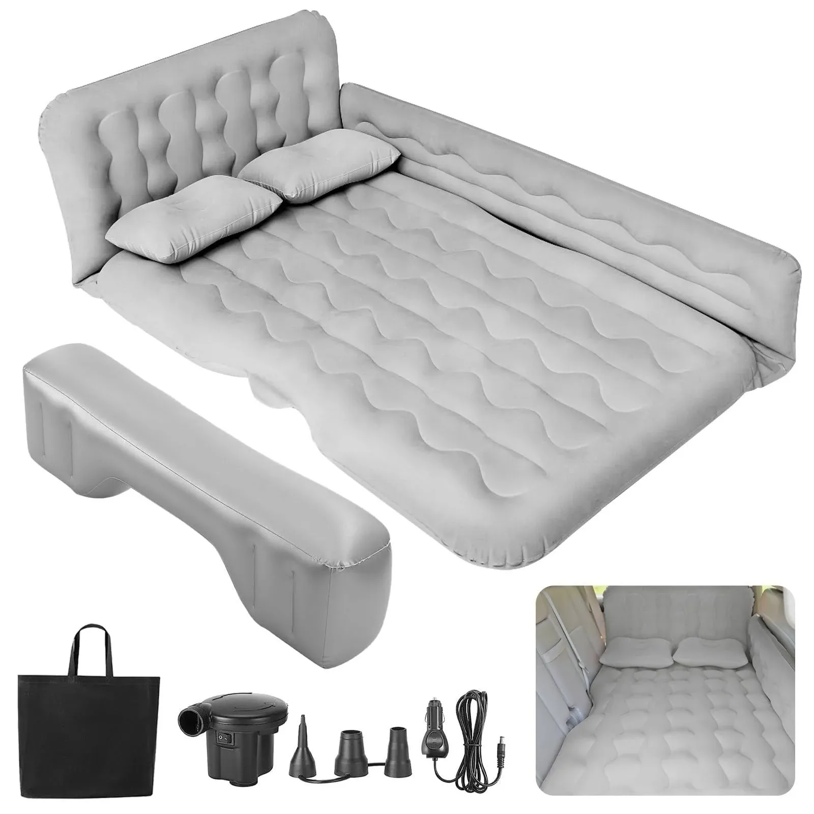 SUV Air Mattress - Thickened and Double Car Air Mattress Sided Flocking Travel ...