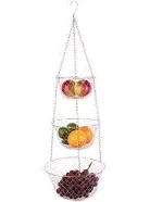 Fox Run 3-Tier Copper Kitchen Hanging Fruit Baskets, 32 Inches