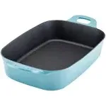 Rachael Ray NITRO Cast Iron Roasting Lasagna Pan/Baking Dish, Roaster/Rectangular, 9 Inch x 13 Inch, Agave Blue