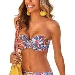 LASCANA Women's Tropical Print Bandeau Bikini Swimwear Top