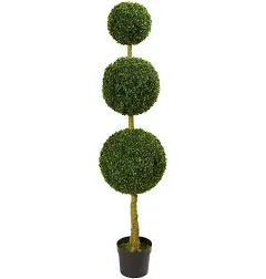 Indoor/Outdoor 5Ft Artificial Triple Ball Boxwood Topiary Tree