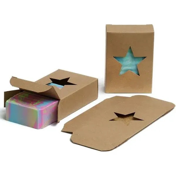 50 CYP Kraft, Black or White Star Window Soap Box - Homemade Soap Packaging - Soap Making Supplies - Made in USA! - 50 Pack