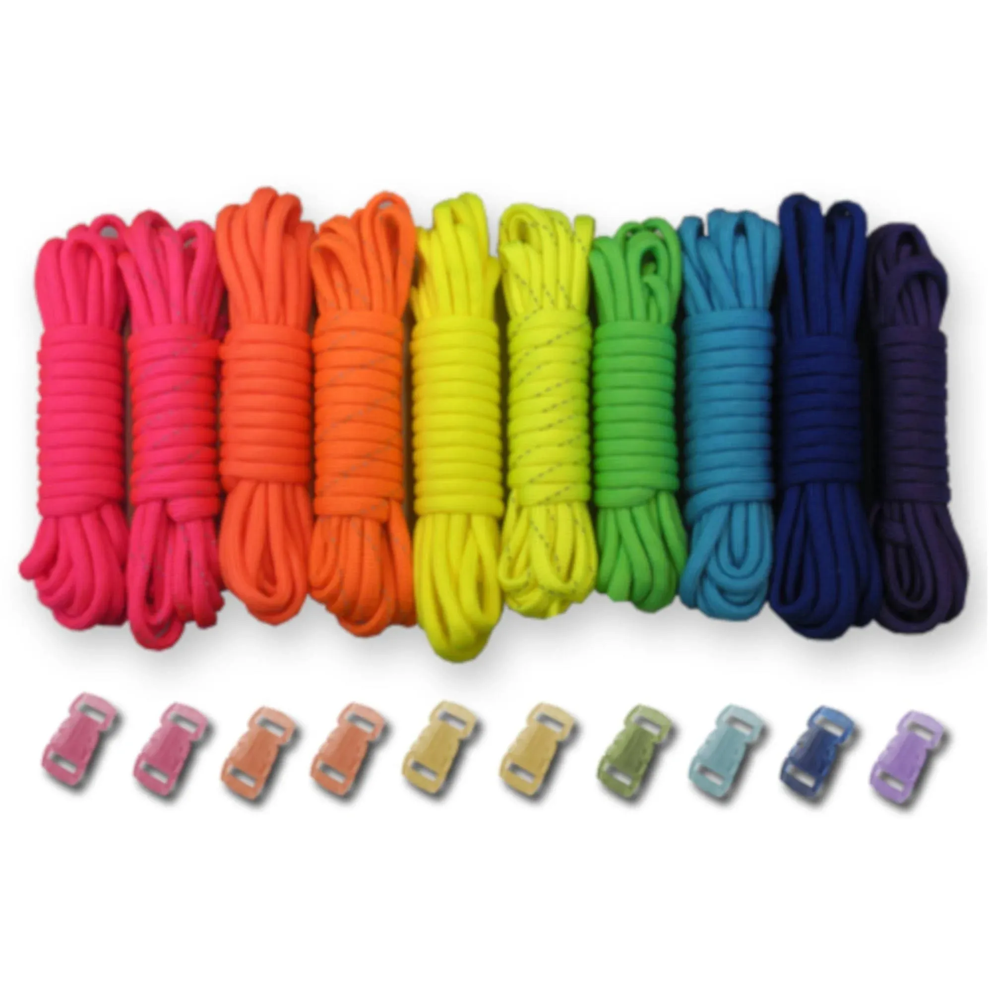 Paracord Kit - Neon Crafting Set DIY Craft Kit Combo 100 ft Paracord 10 Buckles