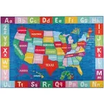 Eric Carle Elementary USA Map Kids Area Rug Blue/Red, 4'11"x6'6" Rectangle